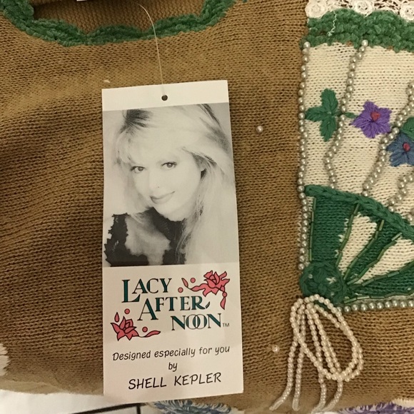 Women’s Sweater Size Small embroidered Beaded Lacy After Noon By Shell Kepler - Picture 5 of 9